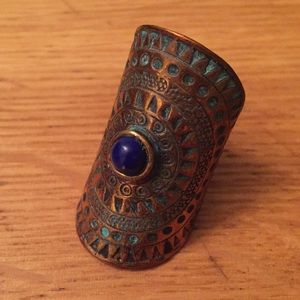 Metal and lapis ring